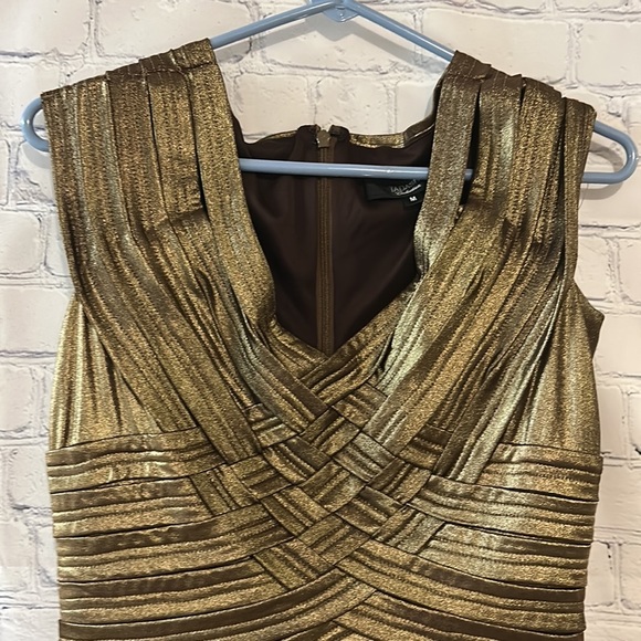 TADASHI Bronze Layered Vintage Bronze BodyCon Dress Sz Med - Picture 3 of 8